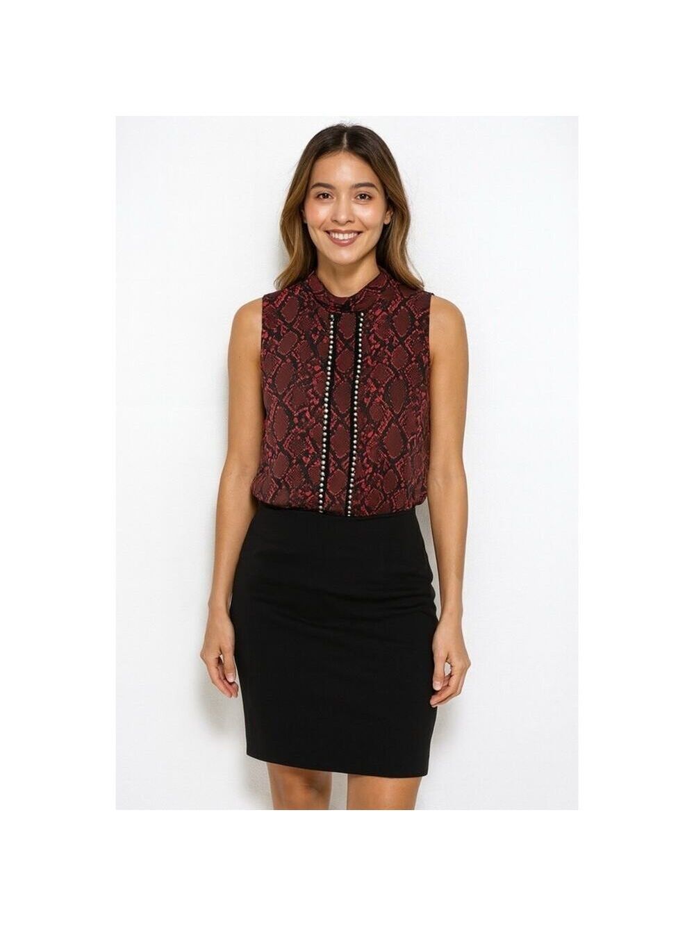 NWT Endless Rose Animal Print Keyhole Back Top Size M